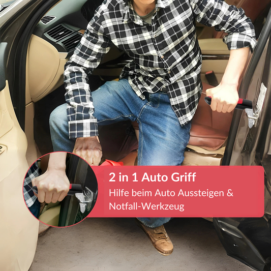 2 in 1 Auto Griff  – Hilfe beim Auto Aussteigen & Notfall-Werkzeug zum Scheibenbrechen (Keine Versandkosten)