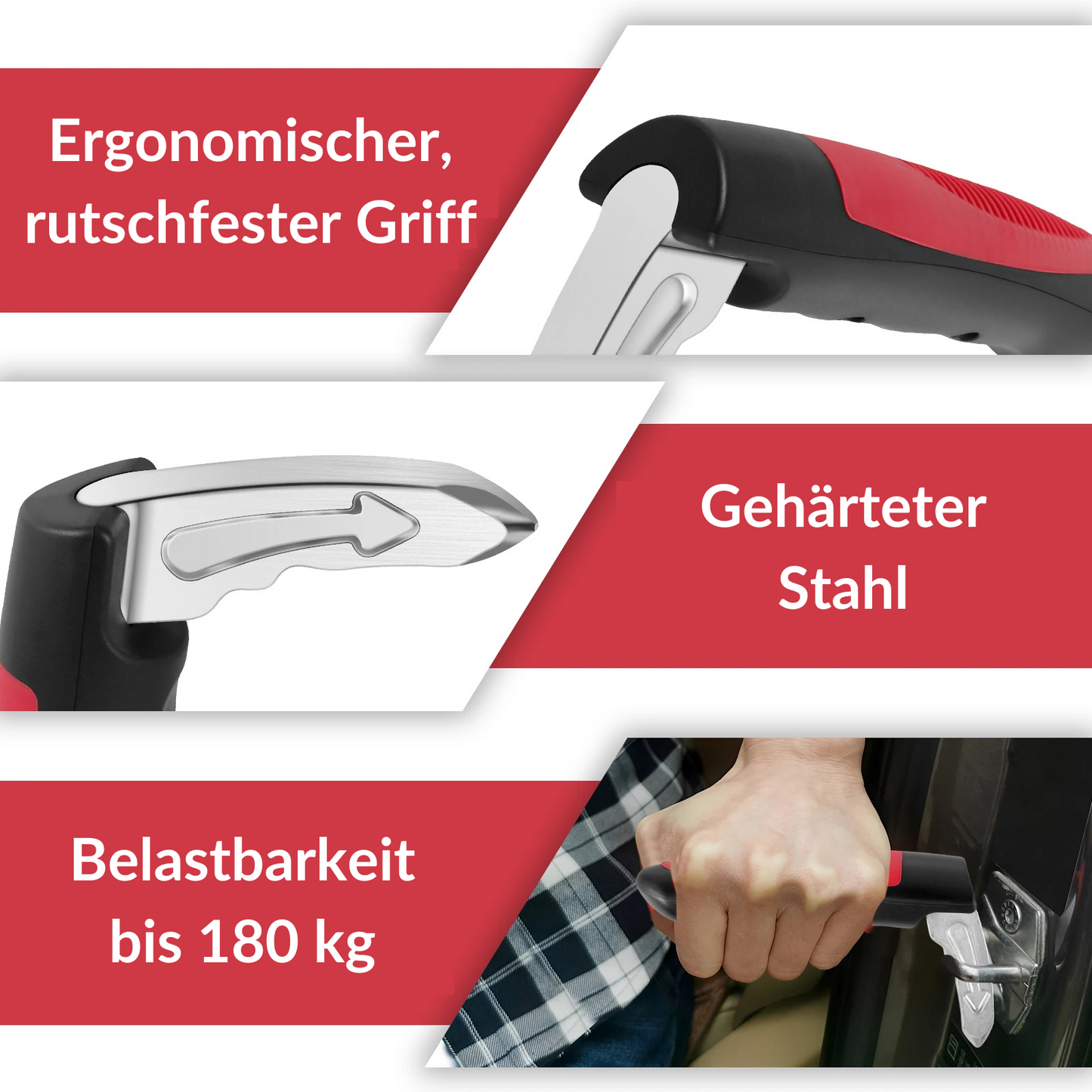 2 in 1 Auto Griff  – Hilfe beim Auto Aussteigen & Notfall-Werkzeug zum Scheibenbrechen (Keine Versandkosten)