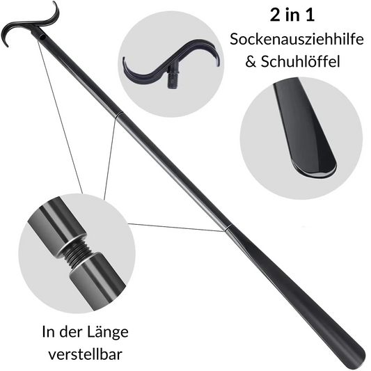 2 in 1 Socken Ausziehhilfe inkl. Schuhlöffel – Praktische Unterstützung, ohne Bücken (Keine Versandkosten)