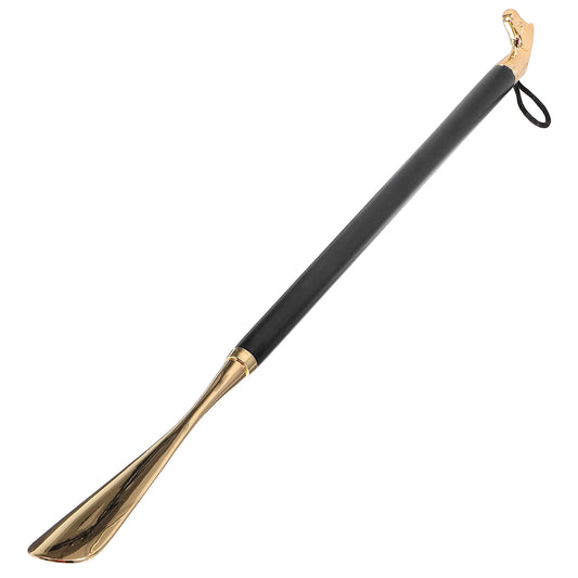Metall-Schuhlöffel mit Pferdekopf, 56 cm lang, schwarz – Praktische Hilfe beim Schuhe Anziehen, hochwertig & langlebig (keine Versandkosten)
