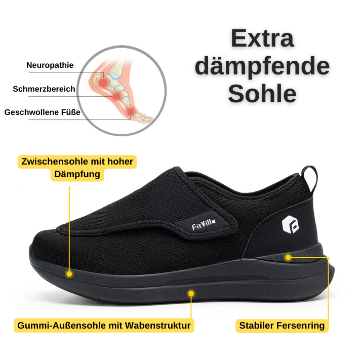 Bequemer Herren-Sneaker - Extra breiter Einstieg – für breite und geschwollene Füße (keine Versandkosten)