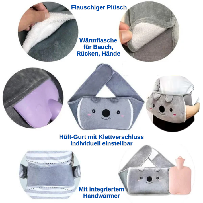 Wärmflasche mit Bauchgurt & Handwärmer, natürliche Wärme bei Rückenschmerzen, Verspannungen & zum Aufwärmen (keine Versandkosten)