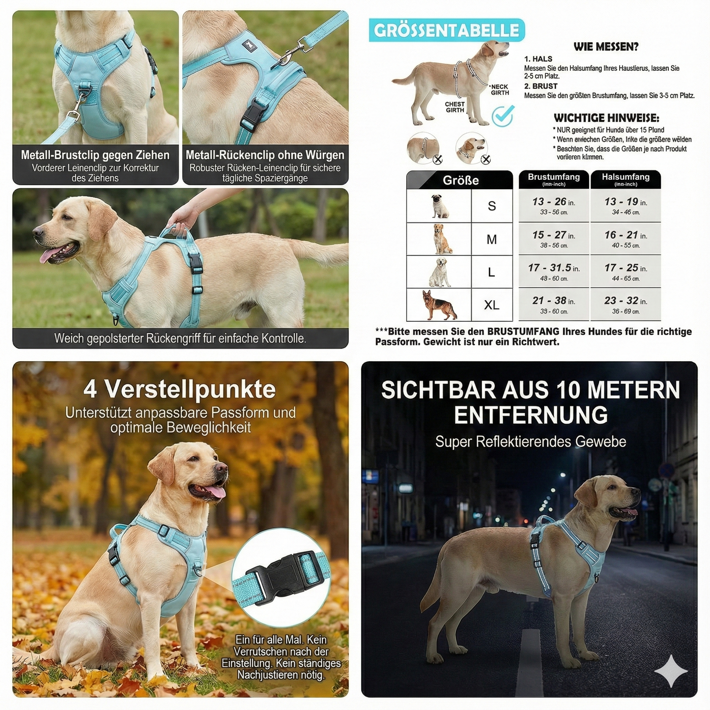 Anti-Zug Hundegeschirr (Gepolstert & Verstellbar)