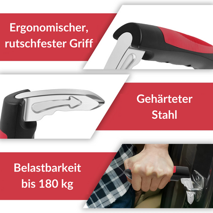 2 in 1 Auto Griff  – Hilfe beim Auto Aussteigen & Notfall-Werkzeug zum Scheibenbrechen (Keine Versandkosten)