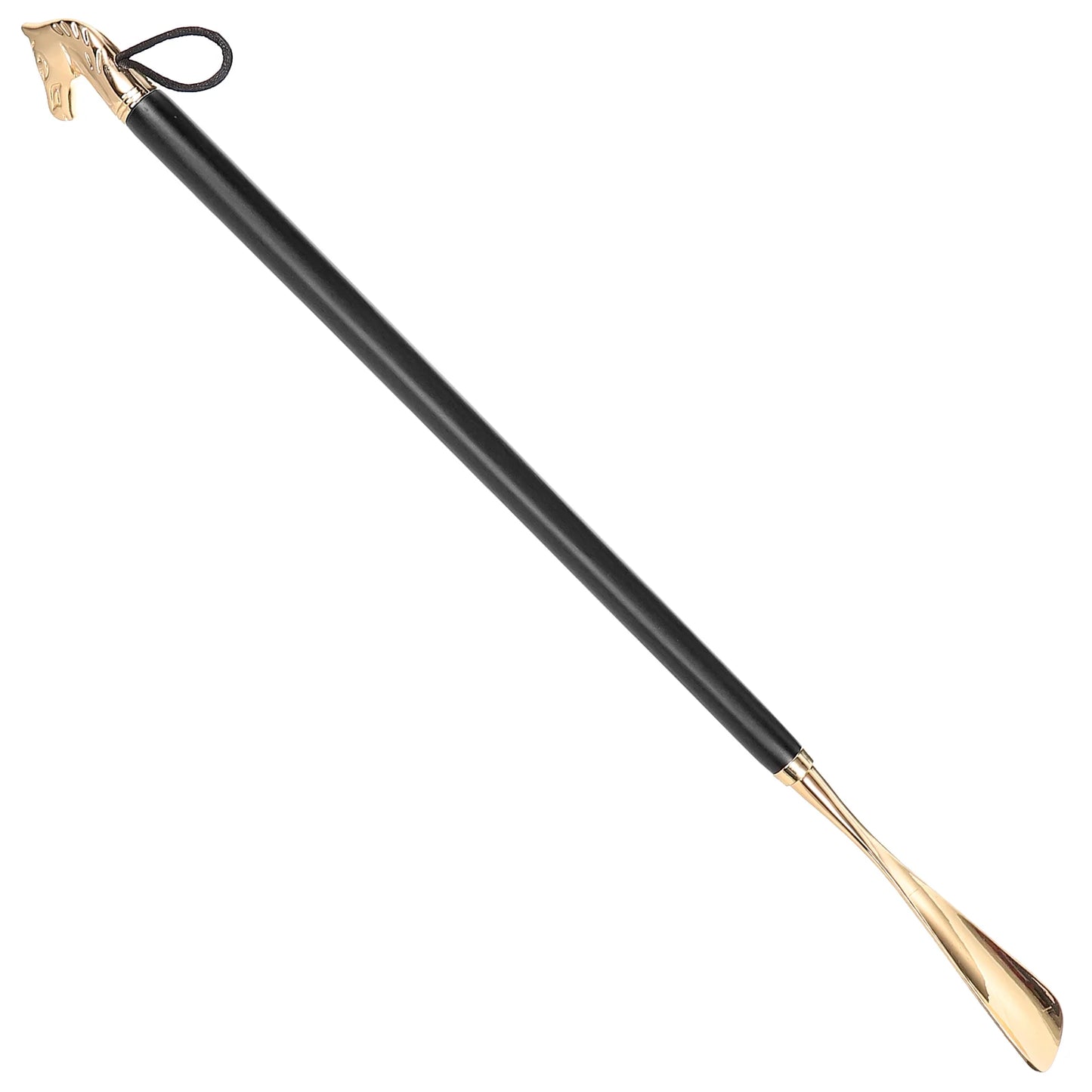 Metall-Schuhlöffel mit Pferdekopf, 56 cm lang, schwarz – Praktische Hilfe beim Schuhe Anziehen, hochwertig & langlebig (keine Versandkosten)